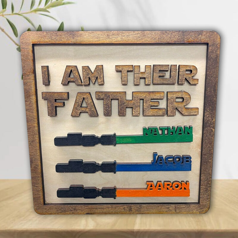 Personalized Name Puzzle Frame with Lightsaber Sign for Father's Day