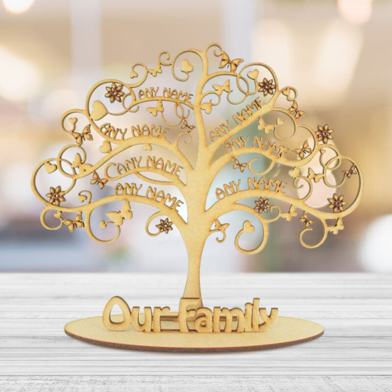 Personalized Name Family Tree Frame with Butterflies Pattern Funny Design Gift for Family