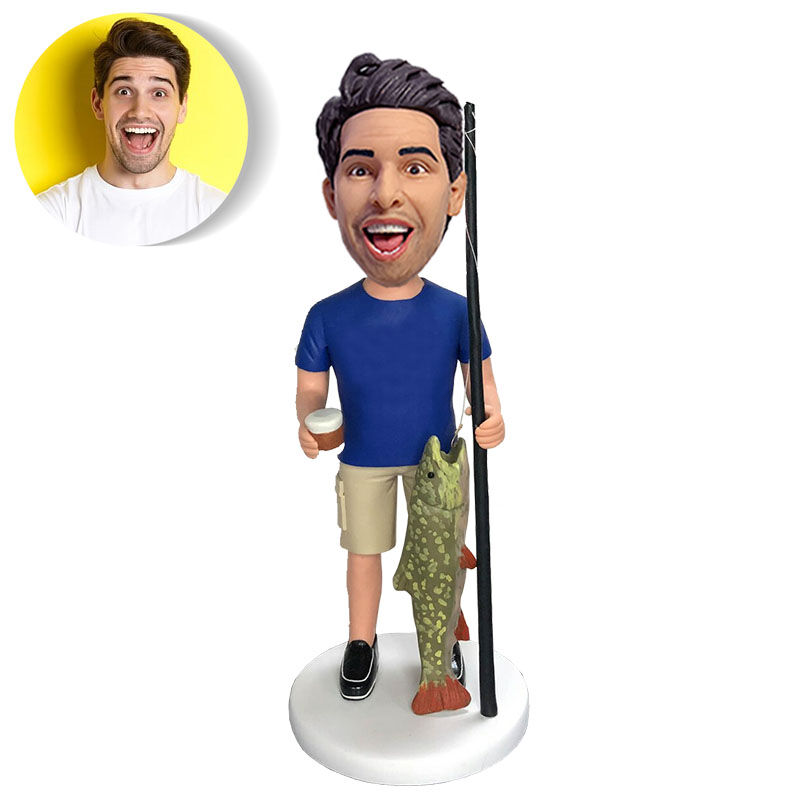 Personalized Bobblehead Doll With Customized Head For Men Fishing