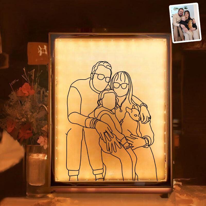 Personalized Picture Mirror Lamp Warm Present for Family