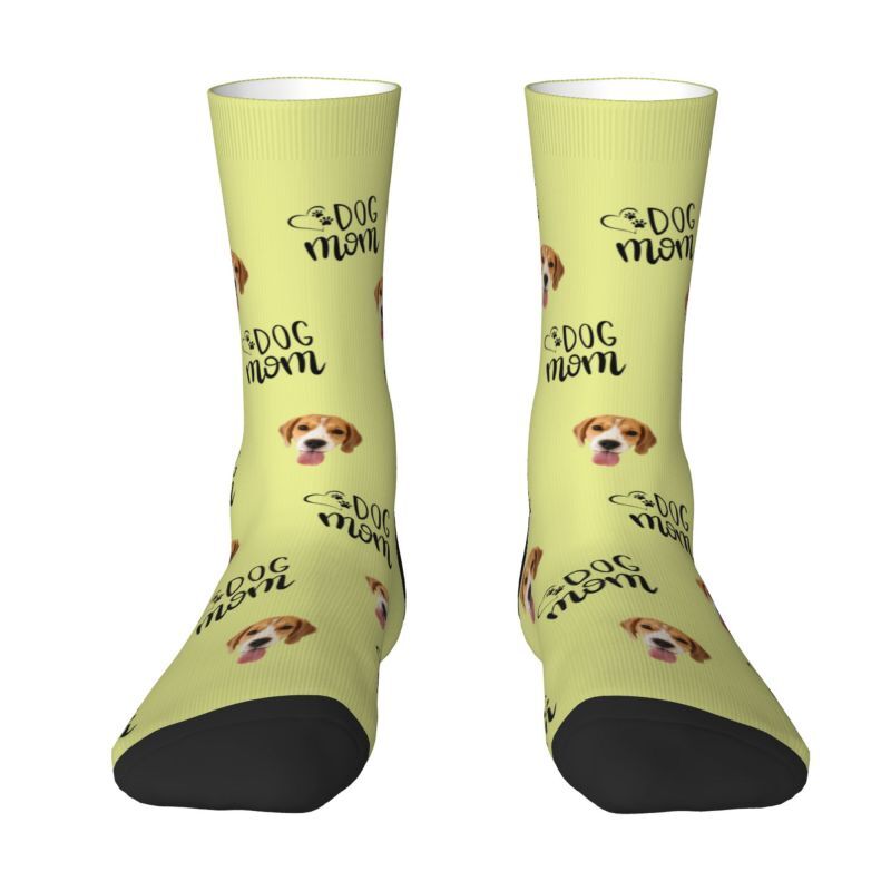 Dog Mom Gepersonaliseerde sokken met gezicht cadeau voor dierenliefhebbers