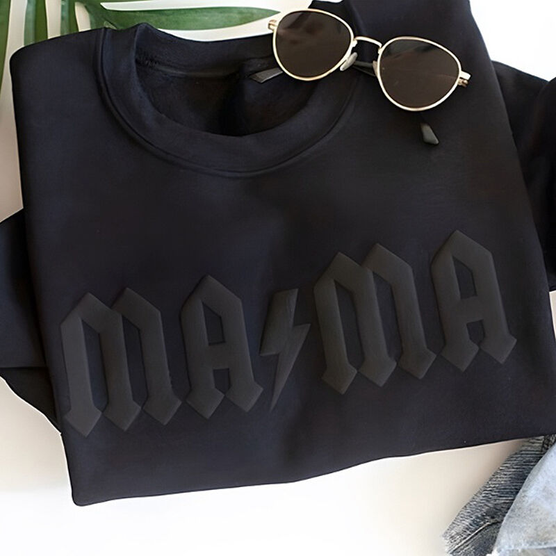 Personalisiertes Sweatshirt Puff Druck MAMA mit Blitz-Muster-Design Cooles Geschenk zum Muttertag