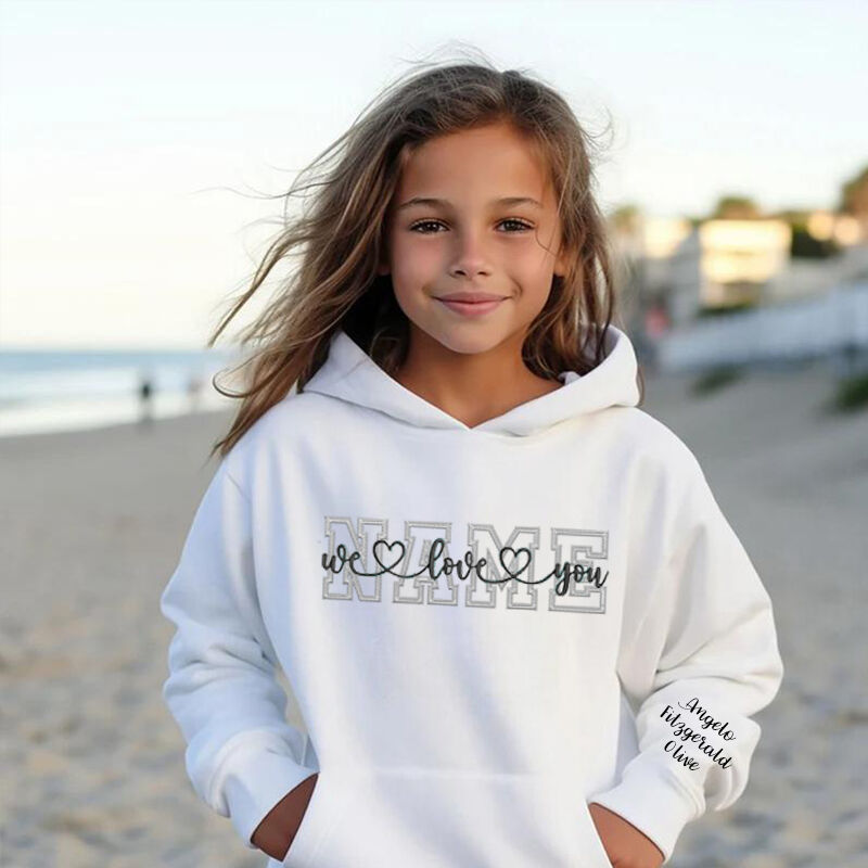 Personalized Kids Embroidered Hoodies With Custom Family Names Warm Gifts For Children