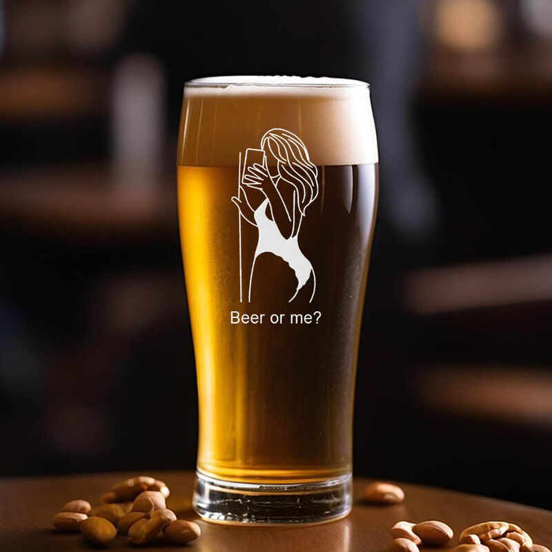 Personalized Picture Beer Glass with Custom Text Perfect Gift for Husband