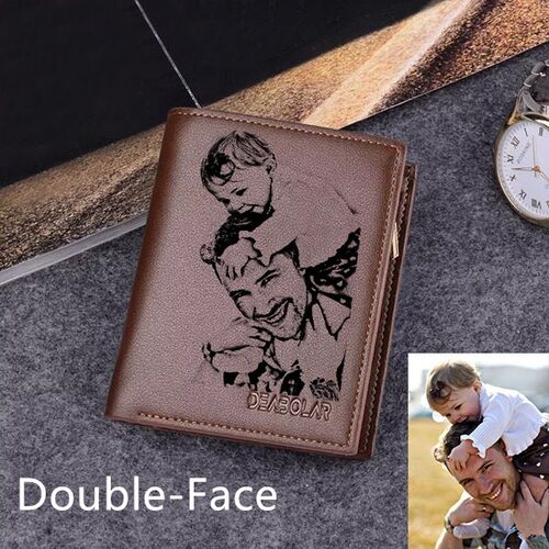 Double Faced Men's Vertical Trifold Wallet with Zipper Pocket