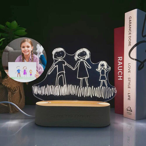 Individuelles Kinder Comic LED Acryl Licht mit Holzständer für Kinder