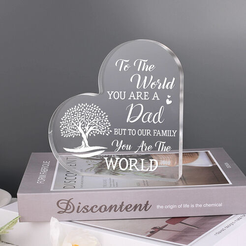 Geschenk mit Baummuster für Papa "Du bist Papa" Acrylplakette in Herzform