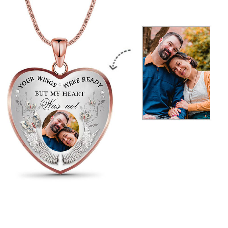 Custom Photo Memorial Necklace Forever Love In Heart