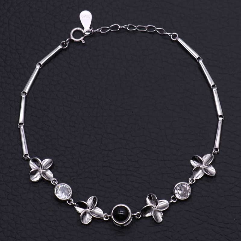 Sterling Silver Personalized Beautiful Flowers Photo Projection Bracelet Gift