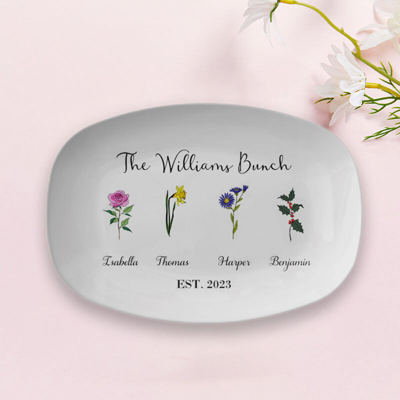 Personalized Birthflower And Name Plate Creative Present for Special Person