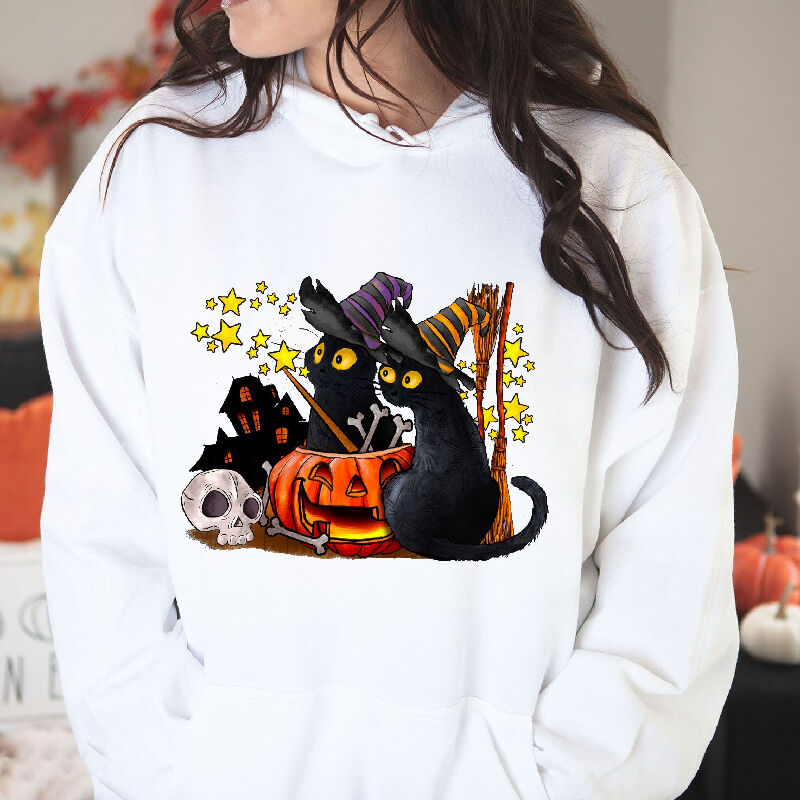 Sporty Hoodie with Magical Wizard Cat Beautiful Halloween Present