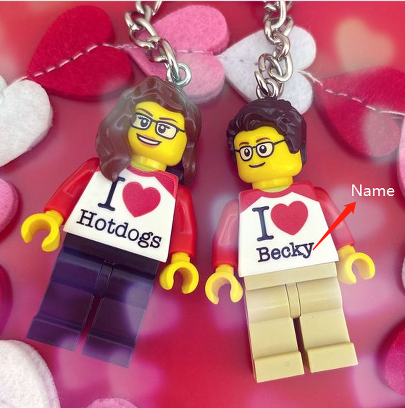 Personalized Building Block Minifigure Keychain Cute Gift For Couples