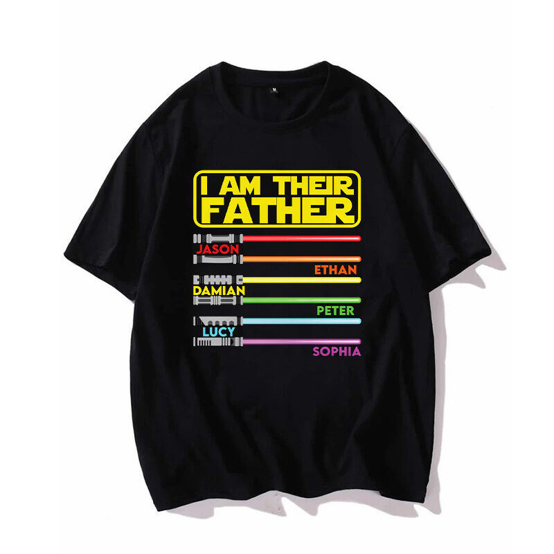 Gepersonaliseerd T-shirt I'm Their Father Lichtzwaardpatroon Eigen Namen Ontwerp Aantrekkelijk Geschenk Voor Lieve Vader