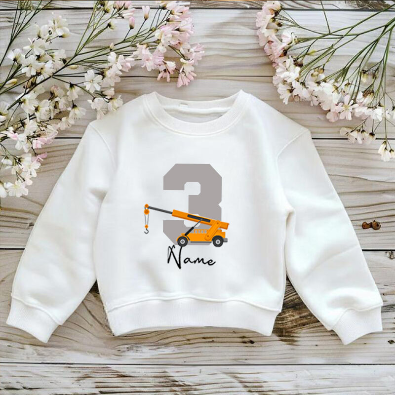 Personalized Children's Sweatshirt With Custom Name And Age With Car Cool Gift For Kids