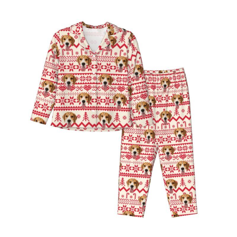 Pyjama personnalisé avec photo d'animal de compagnie personnalisée, motif d'ambiance de Noël, cadeau parfait pour la famille