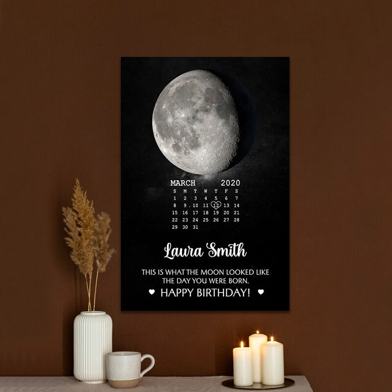 Personalisierte Mondphasen-Leinwand mit individuellem Namen Kreatives Geschenk für Ihre Liebe