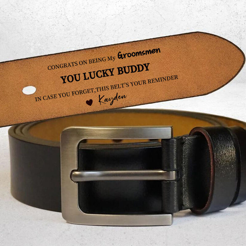 Personalized Men's Belt Genuine Leather Belt Wedding Thank You Gift for Groomsmen