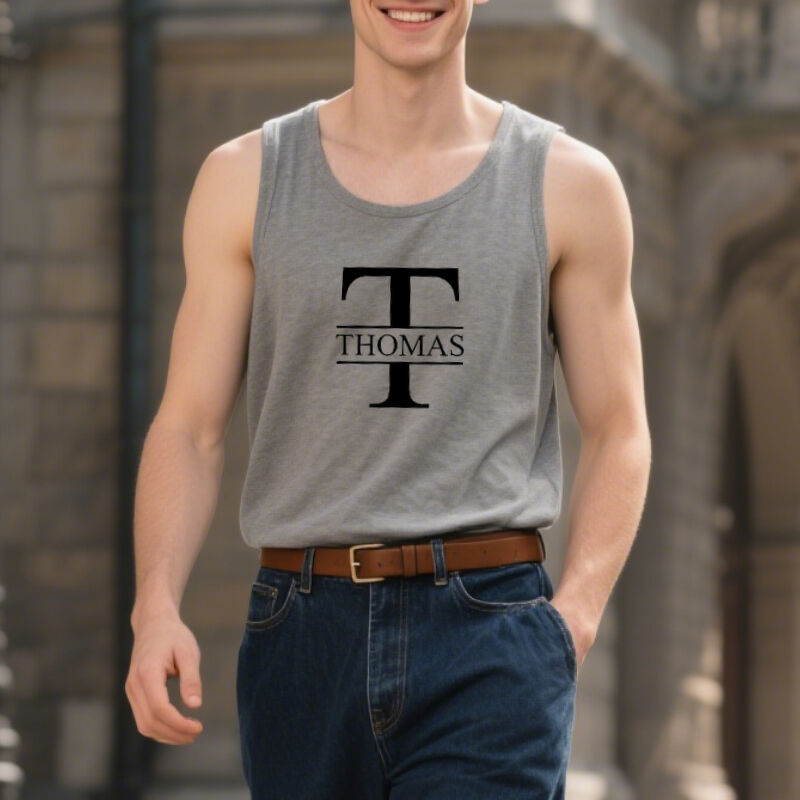 Personalized Tank Top Custom Initials and Name Team Uniform Style Design Gift for Friends
