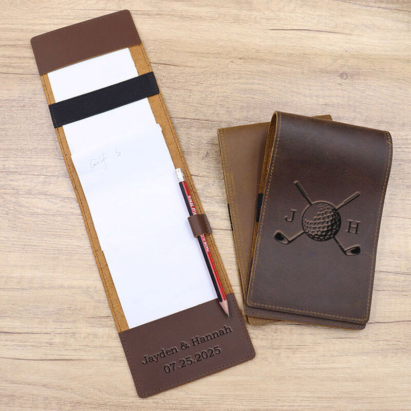 Custom Golf Scorecard Holder & Yardage Book Cover Premium Leather Ideal Gift for Boyfriend