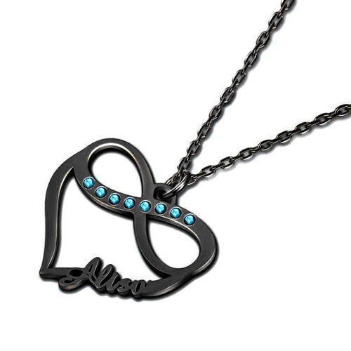 "Liebe im Herzen" Infinity Herz Name Halskette mit Geburtsstein