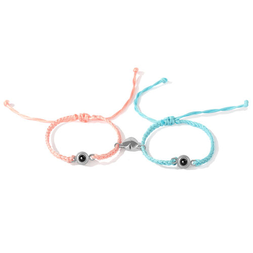 Personalized Blue and Pink Rope Magnet Picture Projection Bracelet Gifts for Men and Women