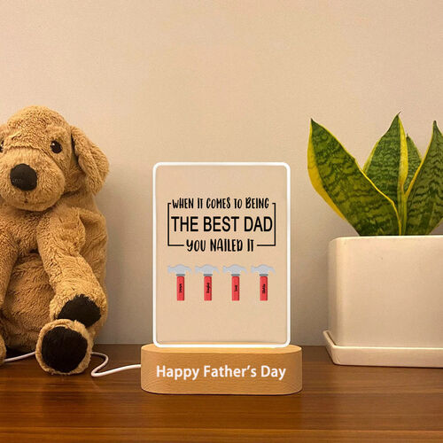 Personalized Acrylic Plaque Lamp with Hammer Pattern "You Nailed It" for Best Dad