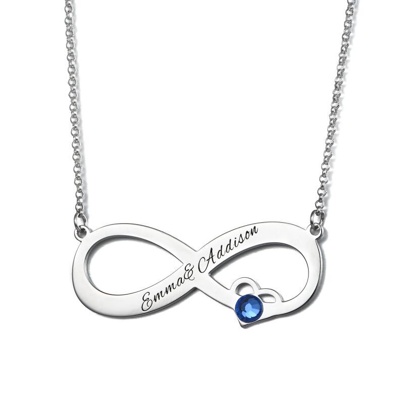 Memorial Personalized Infinity Necklace With Birthstone