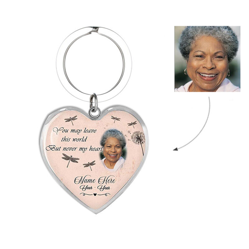 "You May Leave The World But Never My Heart" Custom Photo Keychain