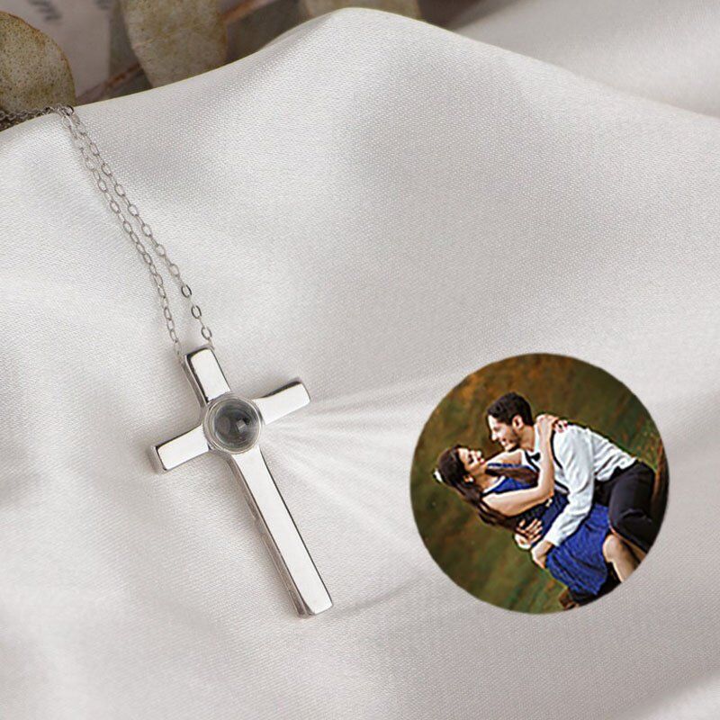 Sterling Silver Personalized Photo Projection Necklace To Lover-I LOVE YOU