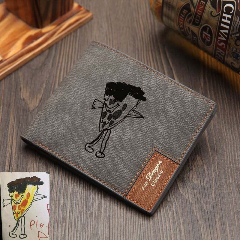 Kid's Drawing on Custom Wallet Father's Day Gift Handwriting Gift from Children-For Dad