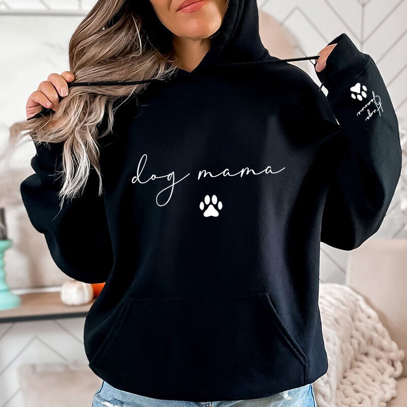 Personalized Hoodie Dog Mama with Pawprint and Custom Name for Mother's Day