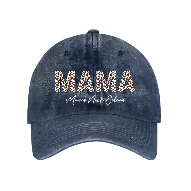 Personalized Hat Leopard Element Print MAMA with Custom Name Gift for Dear Mom