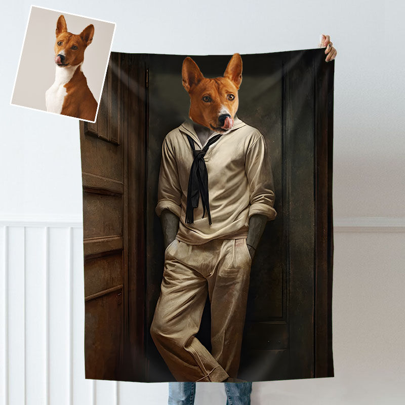 Personalized Photo Blanket with Handsome Person Pattern Creative Gift for Pet Lover