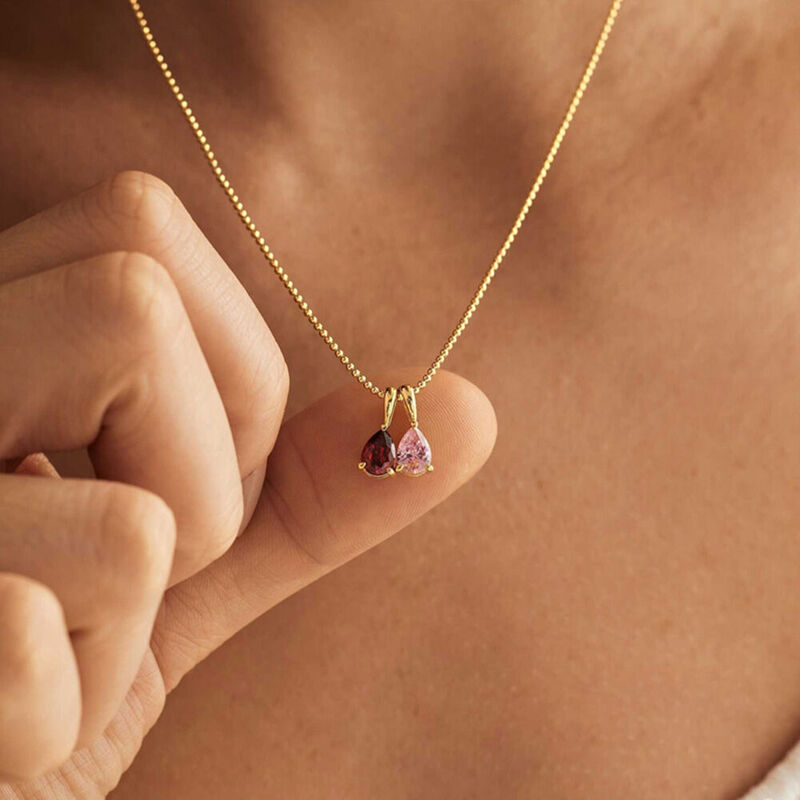 Collier personnalisé avec pierre de naissance en forme de goutte pour amis, couple, famille, cadeau d'anniversaire pour elle