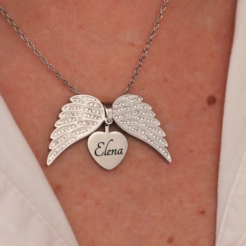 Collier d'ailes personnalisé Cadeau commémoratif avec nom personnalisé pour vos proches