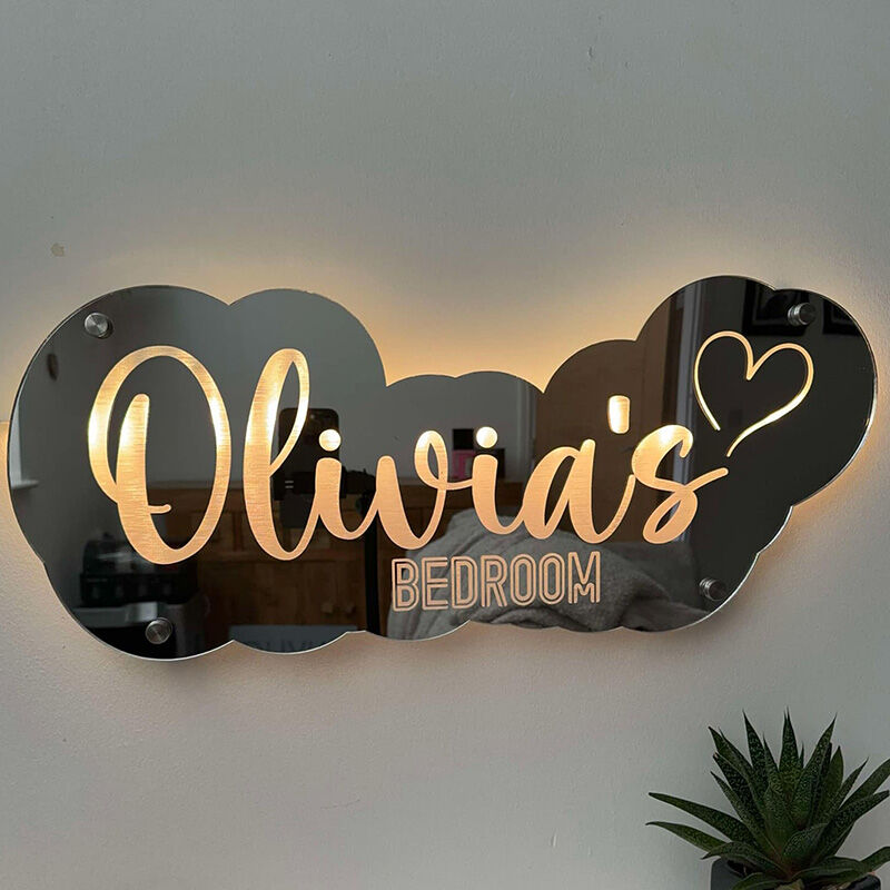 Personalized Mirror Lamp Custom Name Cool Home Decoration