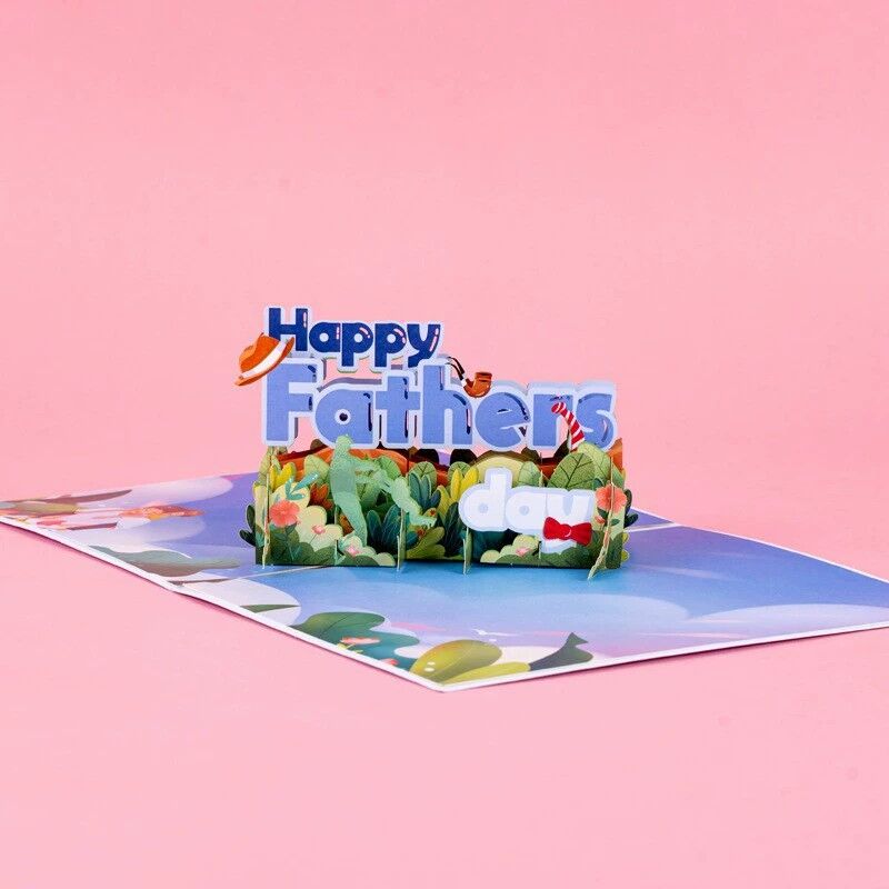 Carte Pop Up 3D Happy Father's Day Silhouette Design Cadeau parfait pour Cher Papa