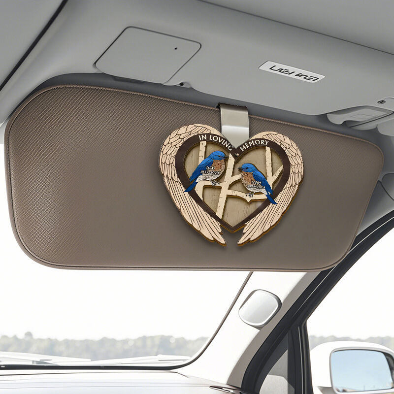 Personalized Car Visor Clip with Memorial Bird Sympathy Gifts for Family Members