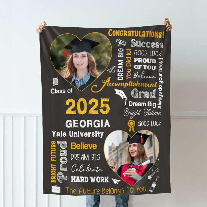 Personalized Picture Blanket Creative Gift for Graduation "Bright Future"