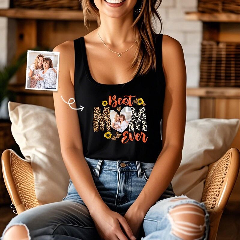 Personalized Tank Top Best Mom Ever Leopard Print Design Attractive Mother's Day Gift