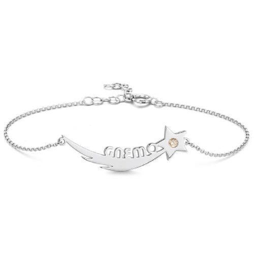 "Moon And Star" Style Personalized Bracelet with Name Birthstone