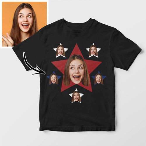 Camiseta personalizada con foto y patrón de estrellas Regalo para hombre