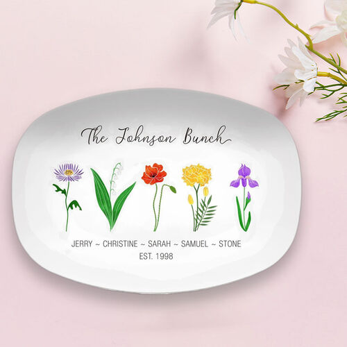 Personalized Birthflower Date And Name Plate Creative Gift for Family