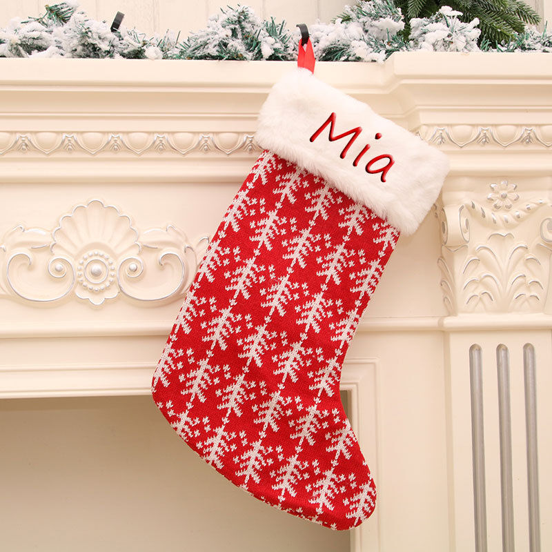 Calcetines de navidad personalizadas con el nombre del árbol de navidad rojo regalo divertido