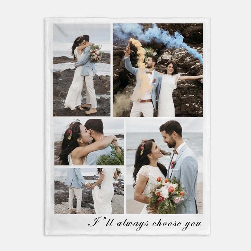 Personalized 5 Photos  Blanket for Sweet Couple
