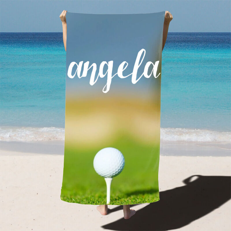 Personalized Name Bath Towel with Golf Pattern for Father