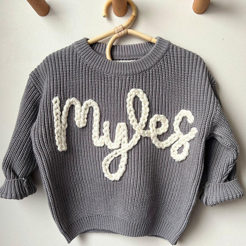 Personalized Handmade Name Sweater with White Text Design Gift for Pretty Baby