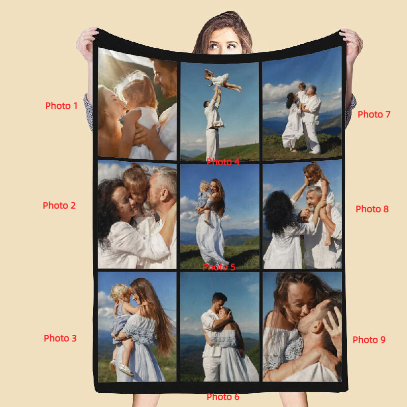 Personalized Picture Blanket Simple Design Gift for Dear Family