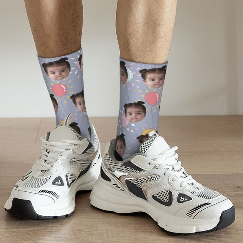 Individuelle Socken mit Gesicht 3D-Druck mit Fotos von Kindern Geschenk für Mama