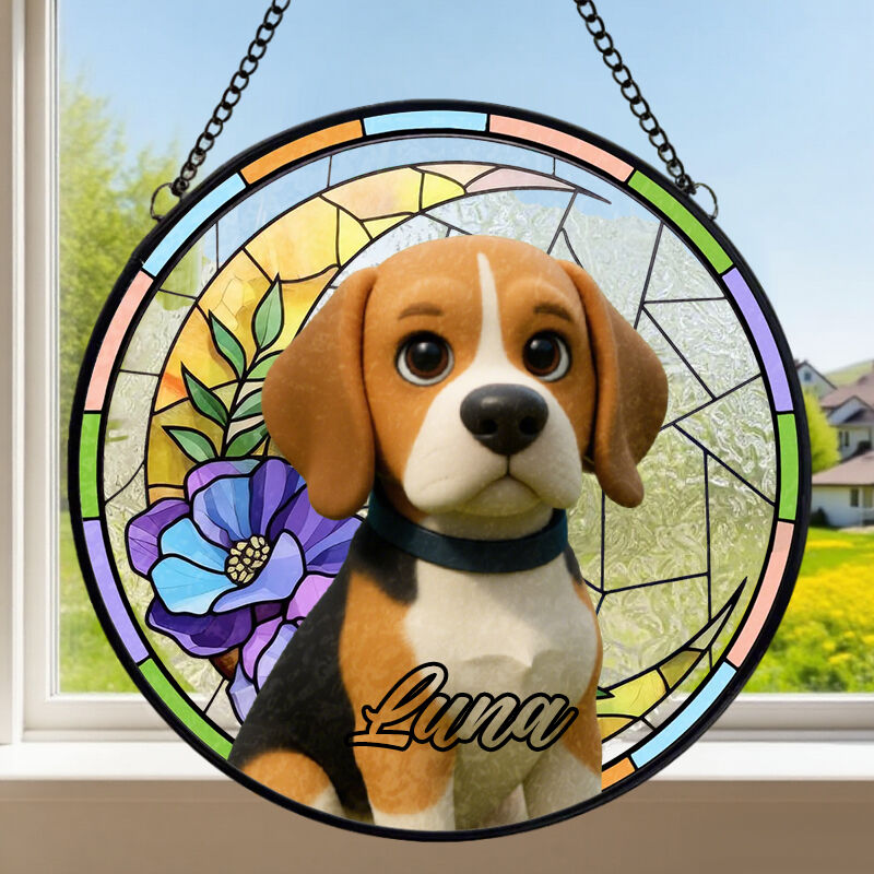 Custom Stained Glass Window Hanging Suncatcher Add Pet Photo Sympathy Gift for Pet Owners